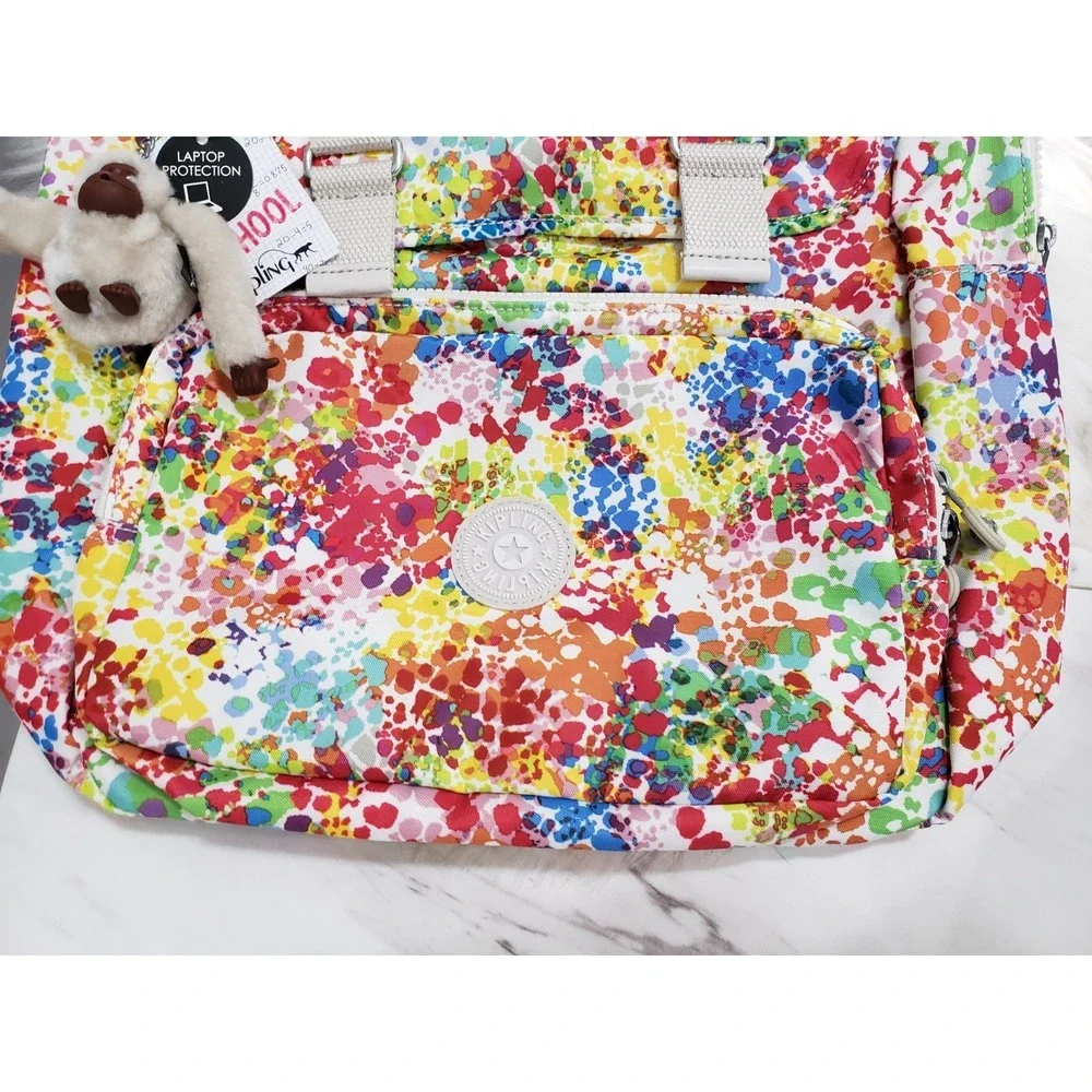 NEW Kipling Odell Backpack Nylon Laptop Bag BP4045 COLOR BURST colorful splatter